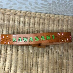 Vintage Women’s XS S 30 Distressed Flower Kawasaki Boho Brown Leather Belt